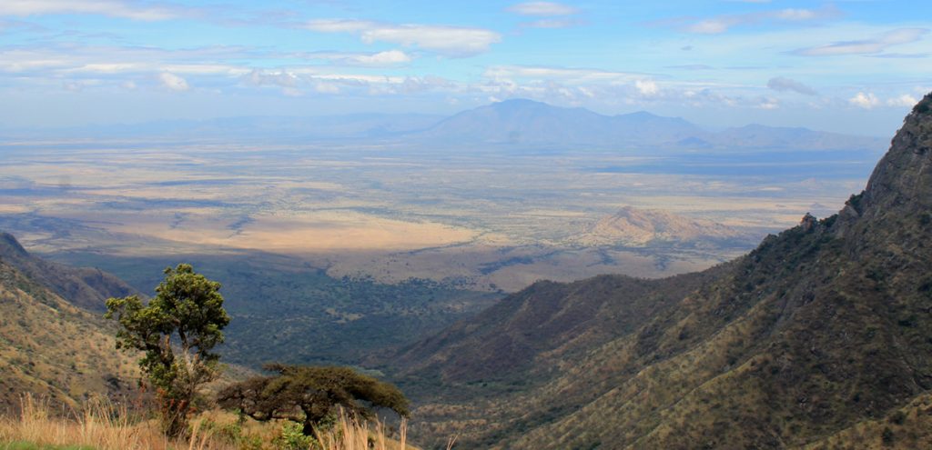 A distant view of Kidepo Valley National Park, part of  Mount Elgon and Kidepo Safari