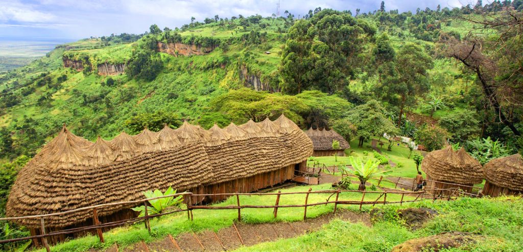 Amazing views of Sipi falls cliff area at Lacam Lodge, Mount Elgon National Park